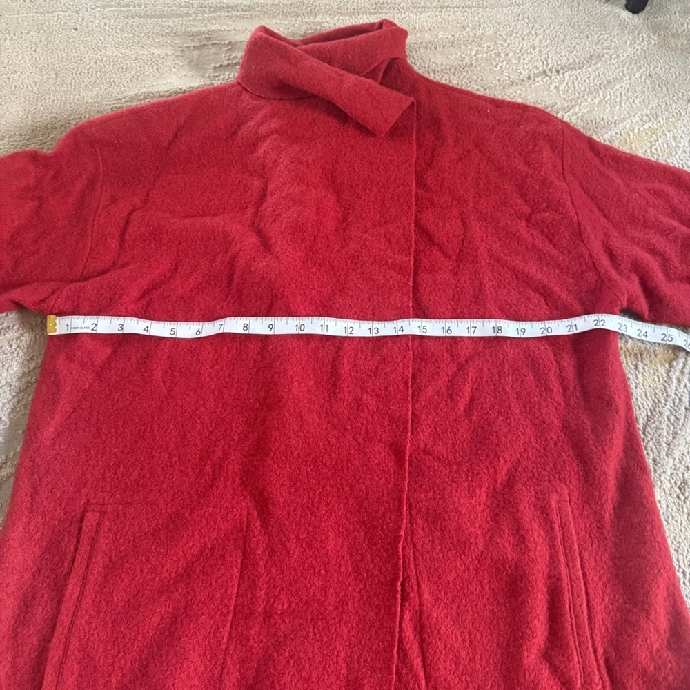 Vintage Marconi long line sweater cardigan 100% wool rust Red open front large - Picture 7 of 12
